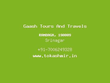 Gaash Tours And Travels, Srinagar